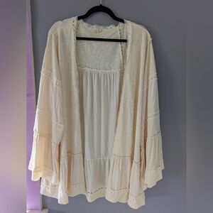 POL Cream Bohemian Open Cardigan